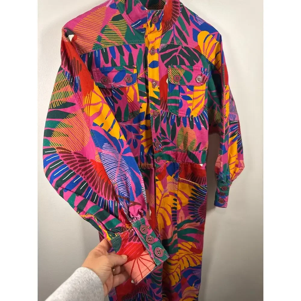 FARM Rio Macaw 100% Cotton Tropical Jumpsuit Coveralls, XS- NWT - Picture 5 of 11
